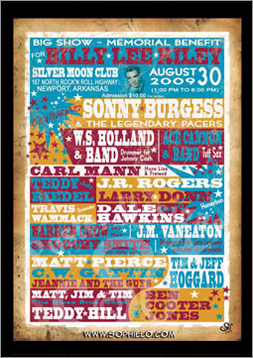 Billy Lee Riley Memorial Show Rock & Roll Rhythm & Blues Poster for Sale at www.sophielo.com